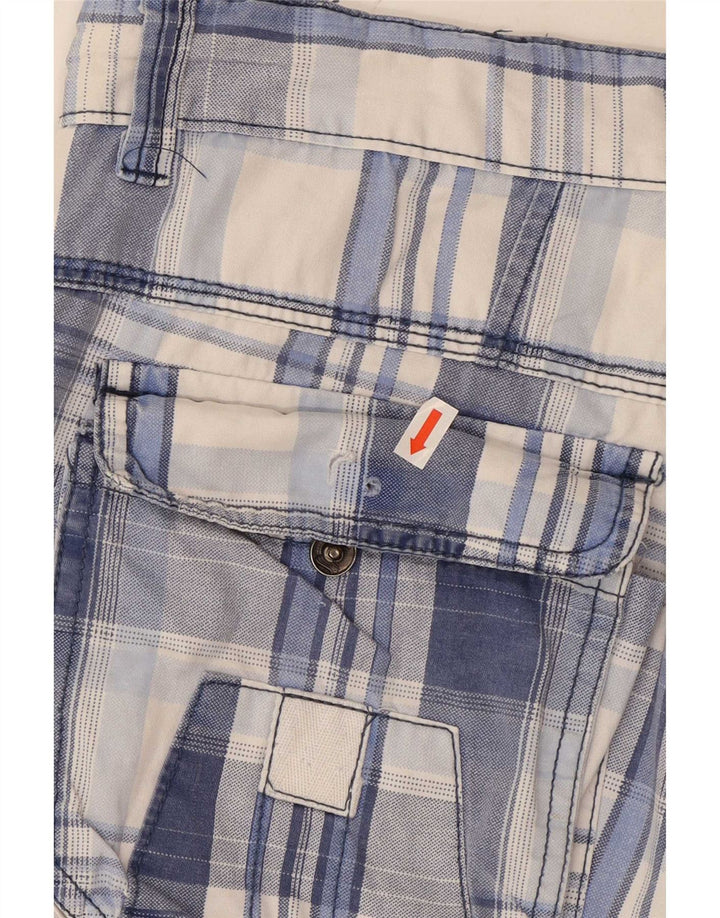 Vintage Herre Cargo Shorts Large W34 Blue Check
