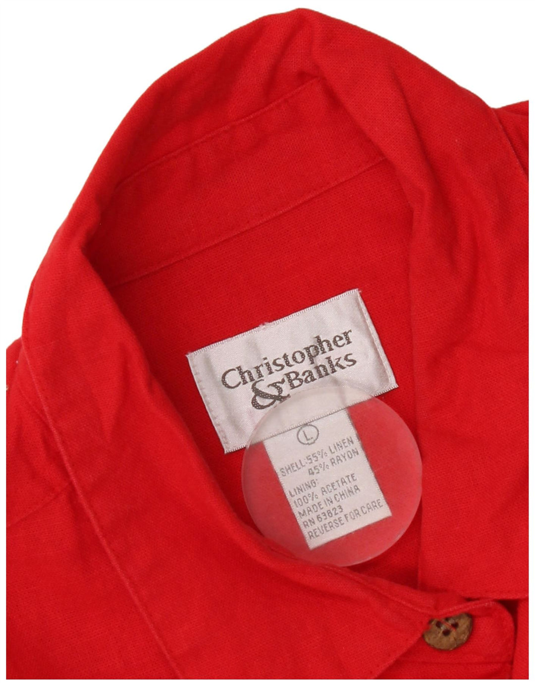 Cristopher & Banks Womens Bomber Jacket UK 16 Large Red Linen