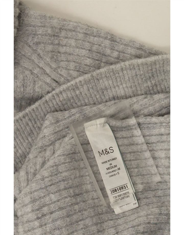 Marks & Spencer Dame Rullehals Sweater UK 14 Medium Grå Akryl