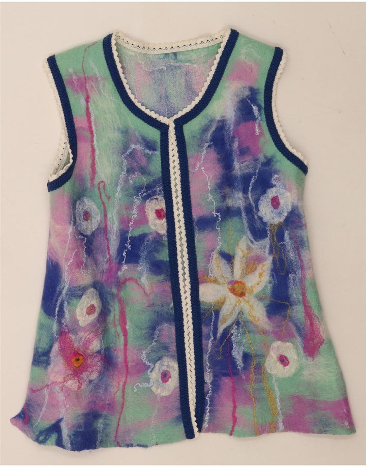 Vintage Dame Cardigan Top UK 12 Medium Multicolored Floral