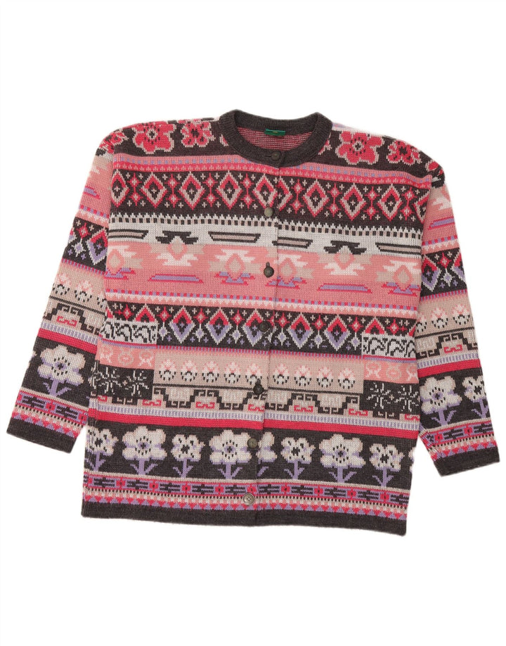 CANDA oversize cardigantrøje til kvinder UK 14 Medium Pink Fair Isle