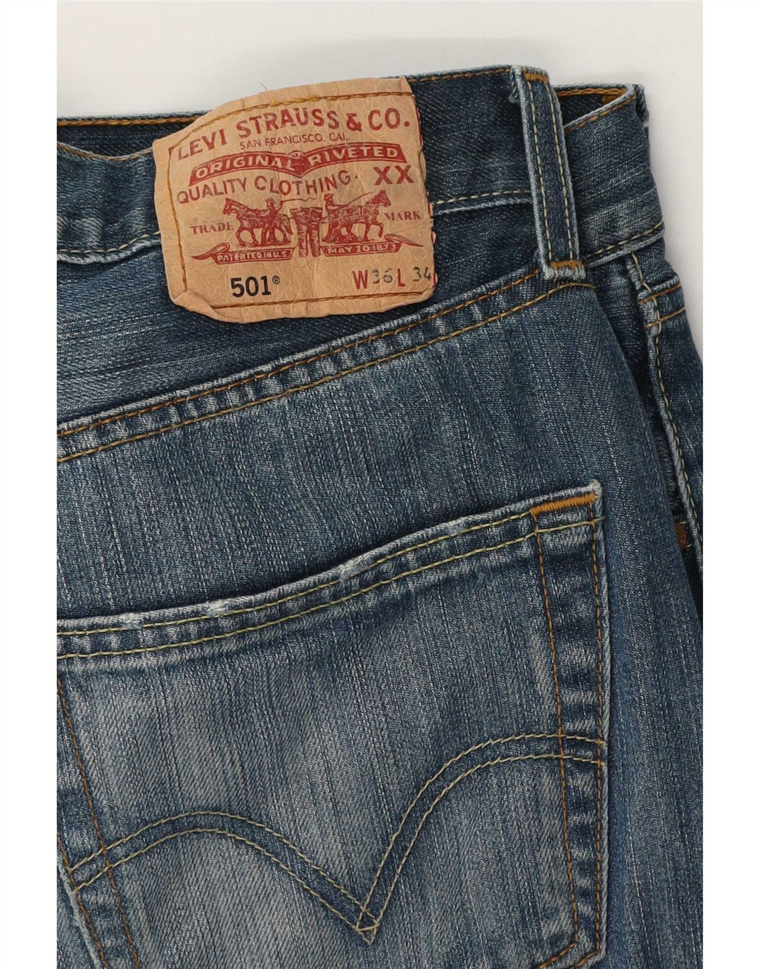 Levi's Herre 501 Straight Jeans W36 L34 Blå