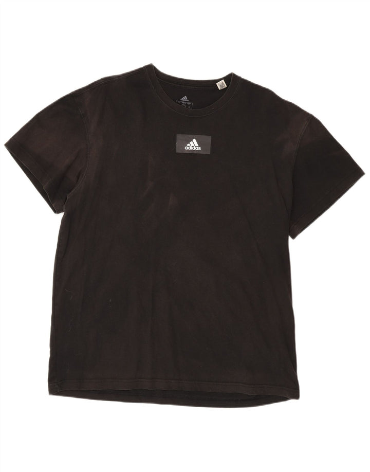 ADIDAS Mens T-Shirt Top Medium Black Cotton Sports