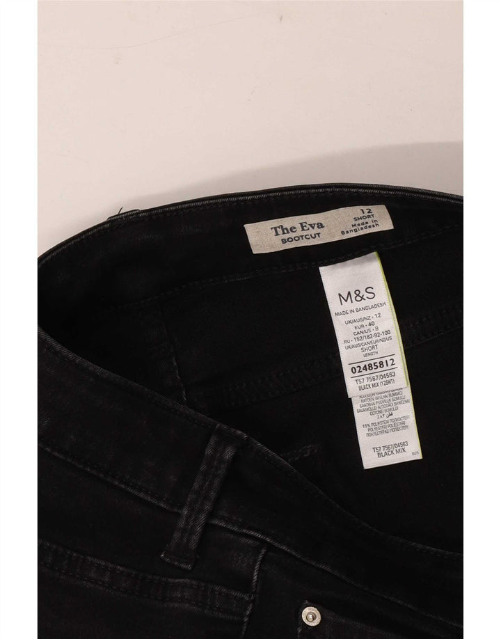 Marks & Spencer Dame The Eva Bootcut Jeans UK 12 Medium W30 L28 Sort