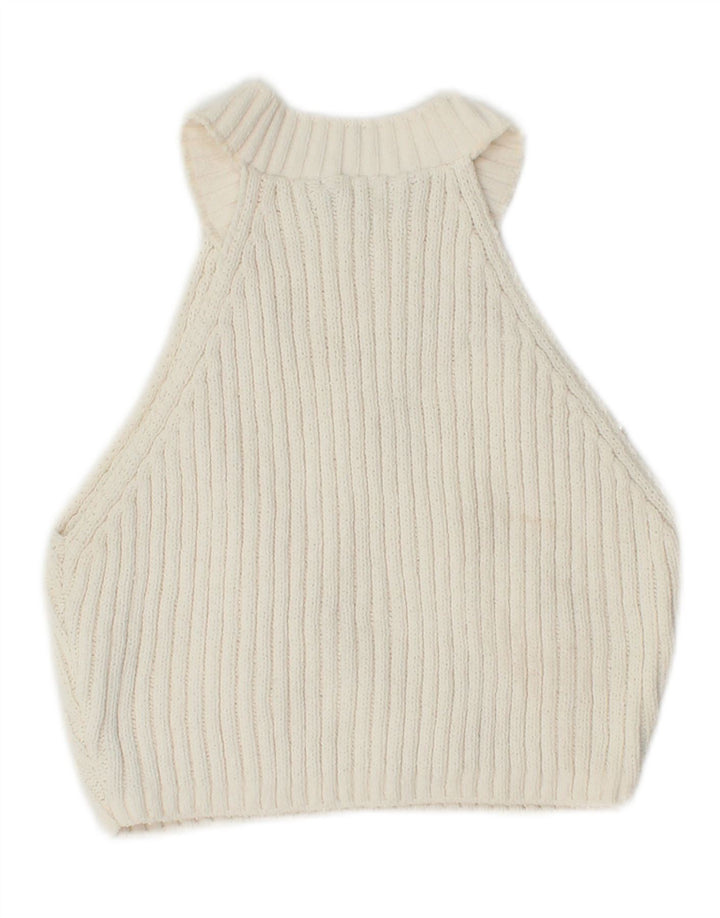 ZARA Womens Crop Vest Tank Top UK 12 Medium White Polyester Vintage Zara and Second-Hand Zara from Messina Hembry 