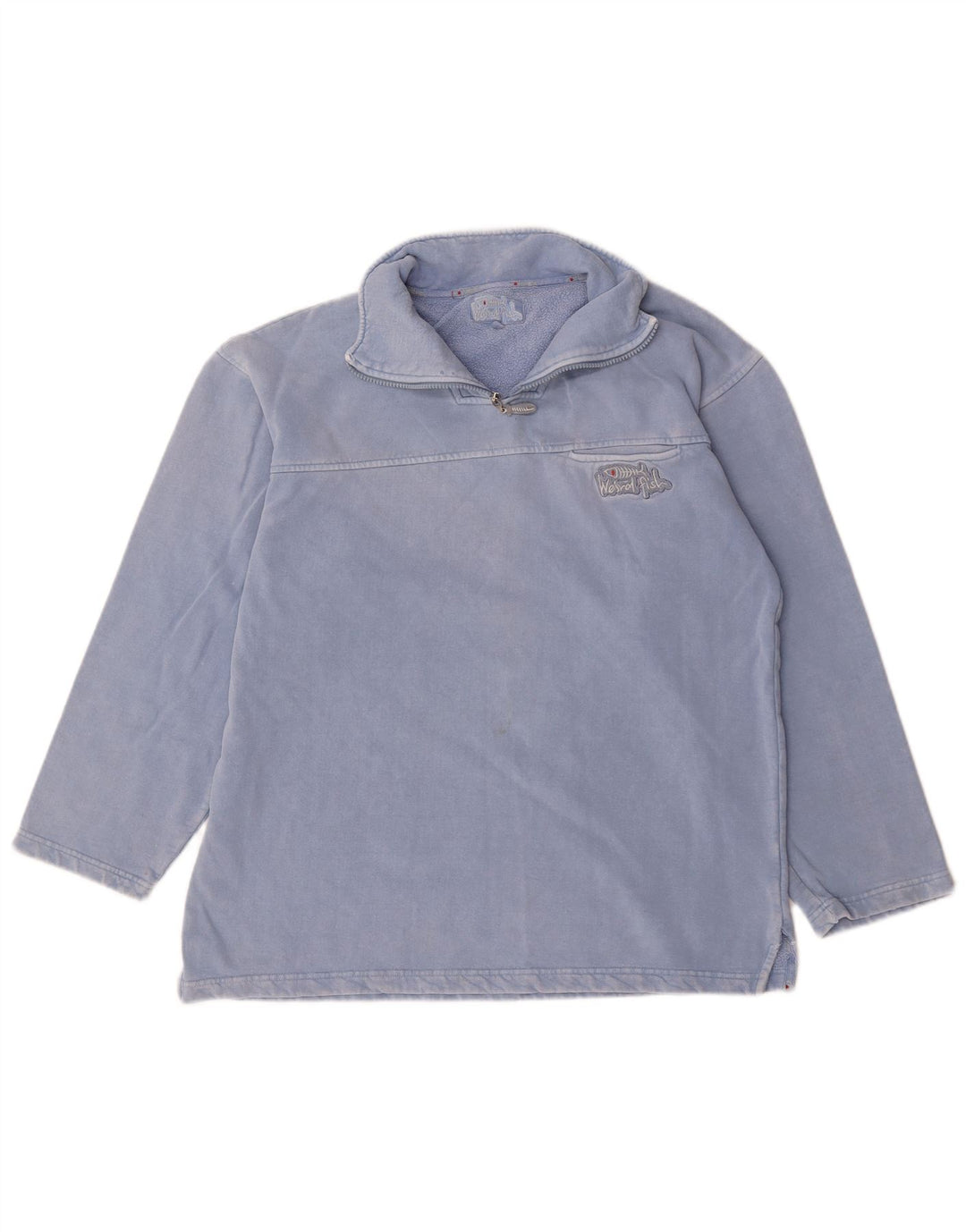 Weird Fish Herre Zip Neck Sweatshirt Jumper Medium Blue Bomuld