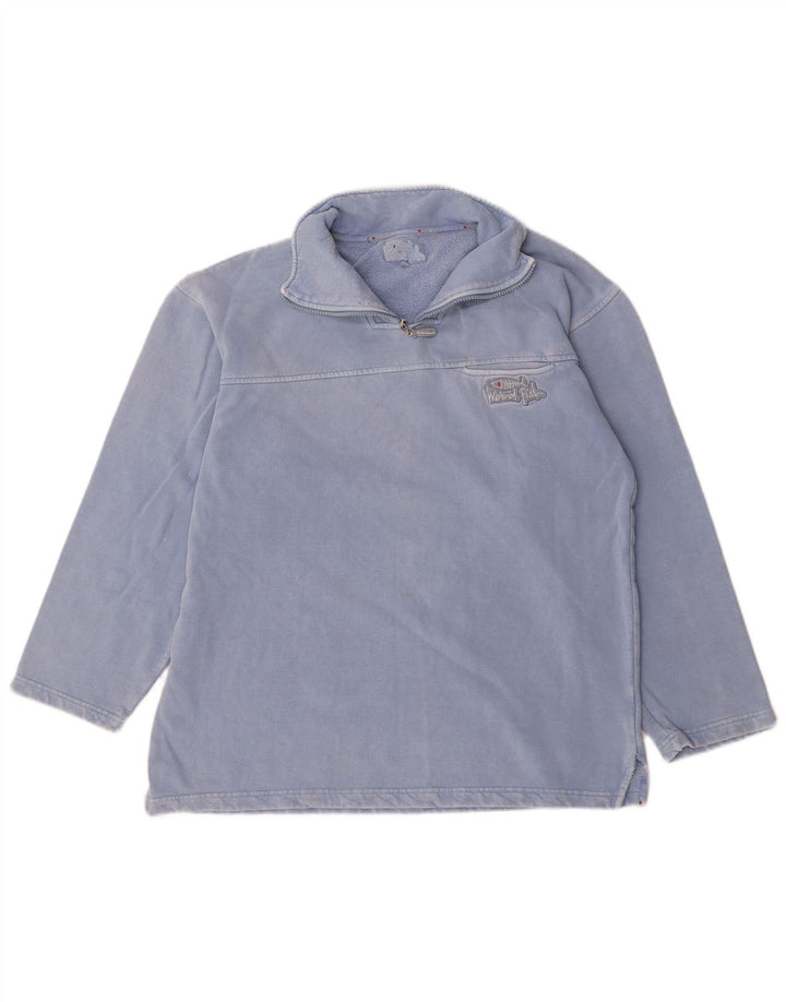 Weird Fish Herre Zip Neck Sweatshirt Jumper Medium Blue Bomuld