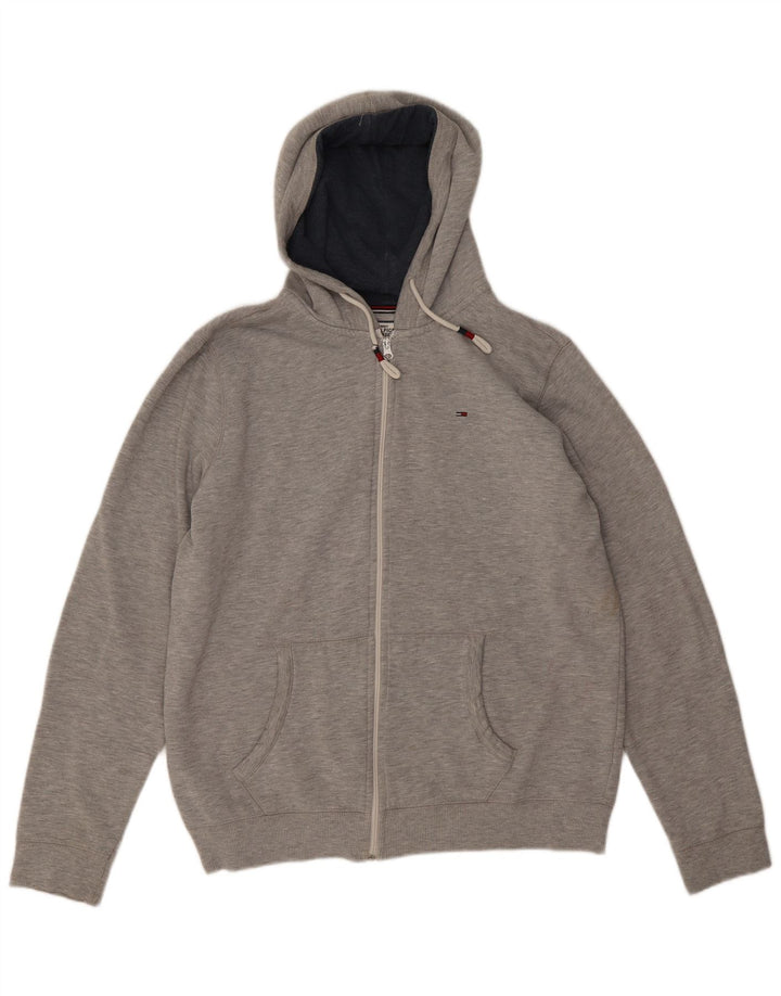 Tommy Hilfiger Herre hættetrøje med lynlås Large Grå Flecked