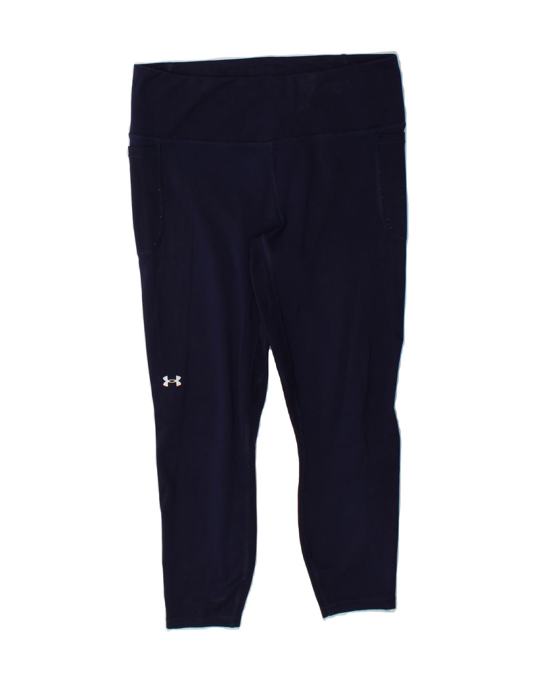 UNDER ARMOUR Womens Leggings UK 16 Large  Navy Blue Polyester Vintage Under Armour and Second-Hand Under Armour from Messina Hembry 