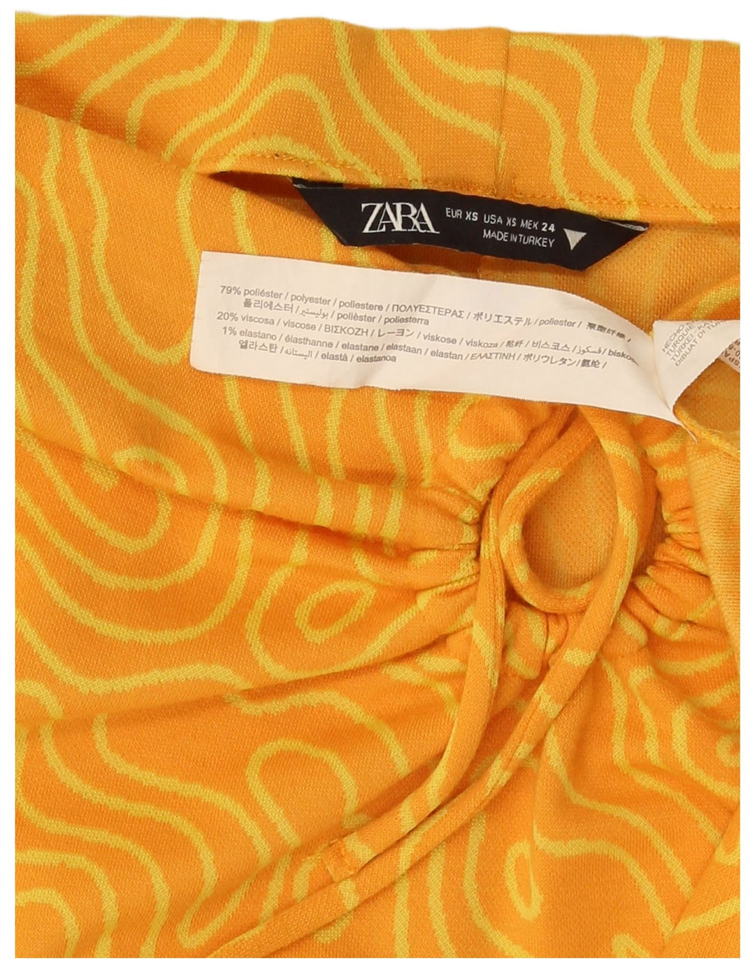 Zara Midi-nederdel til kvinder XS W26 Gul geometrisk polyester