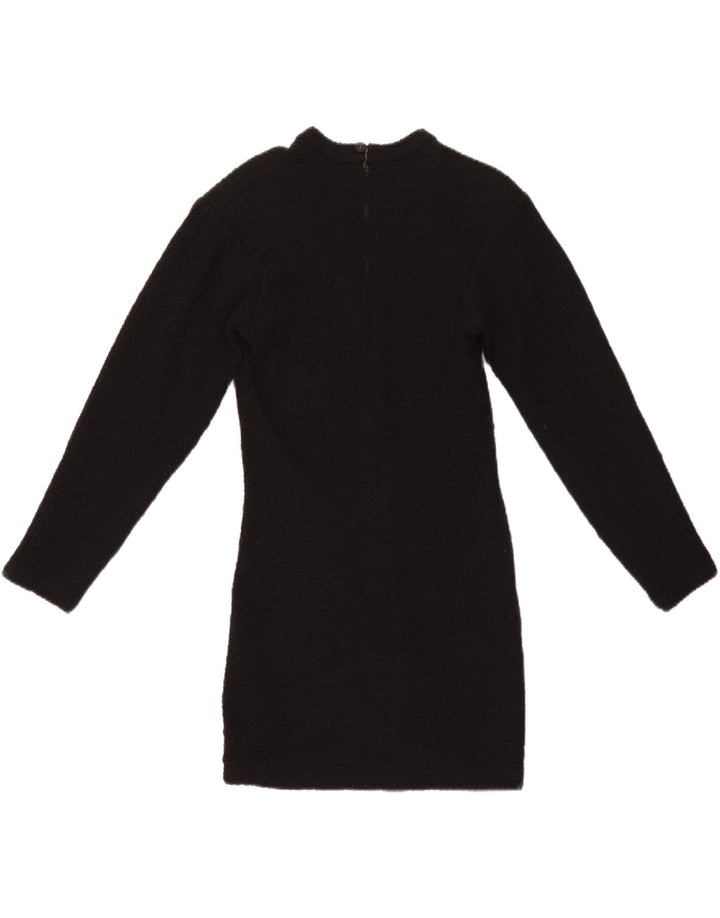 Vintage Dame Langærmet Bodycon Kjole UK 12 Medium Sort