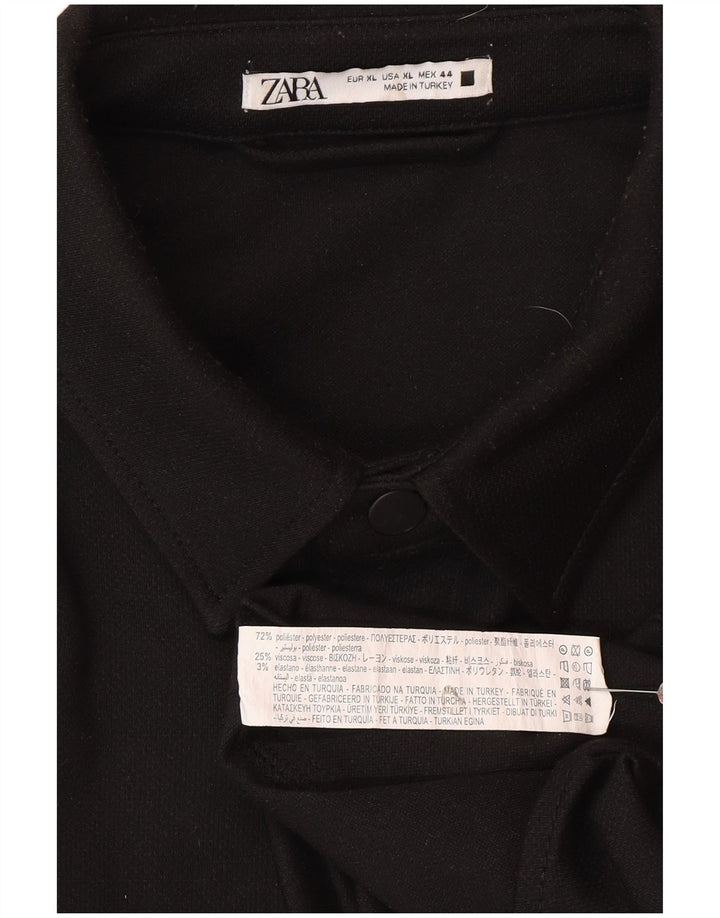 Zara Herre Overshirt Skjorte XL Sort Polyester
