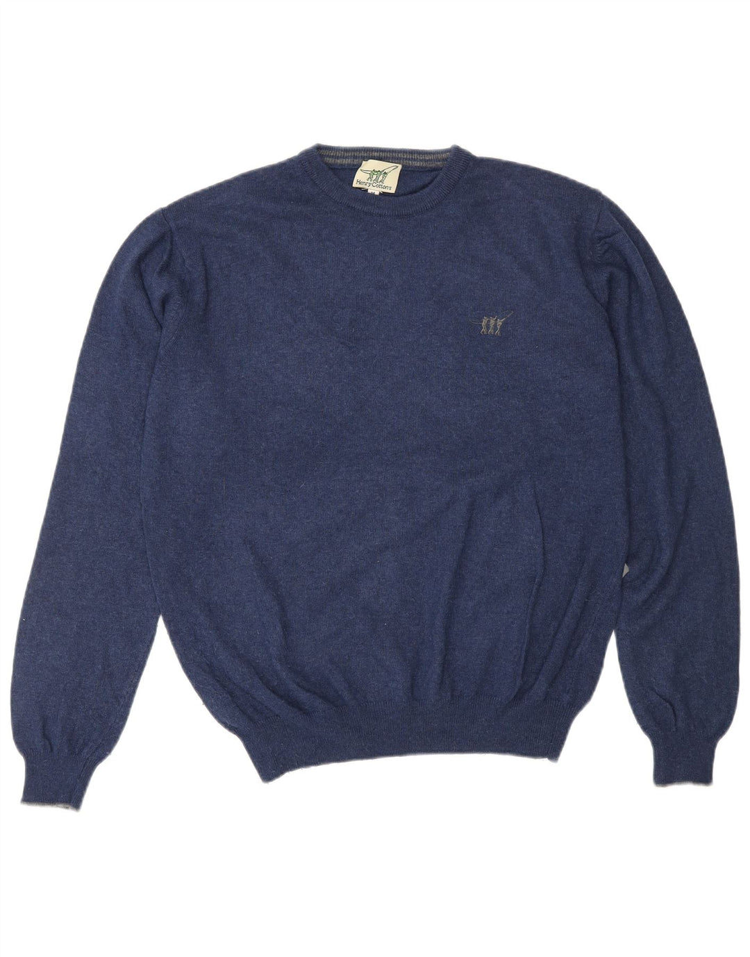 HENRY COTTONS Sweater med rund hals til mænd mellem marineblå uld