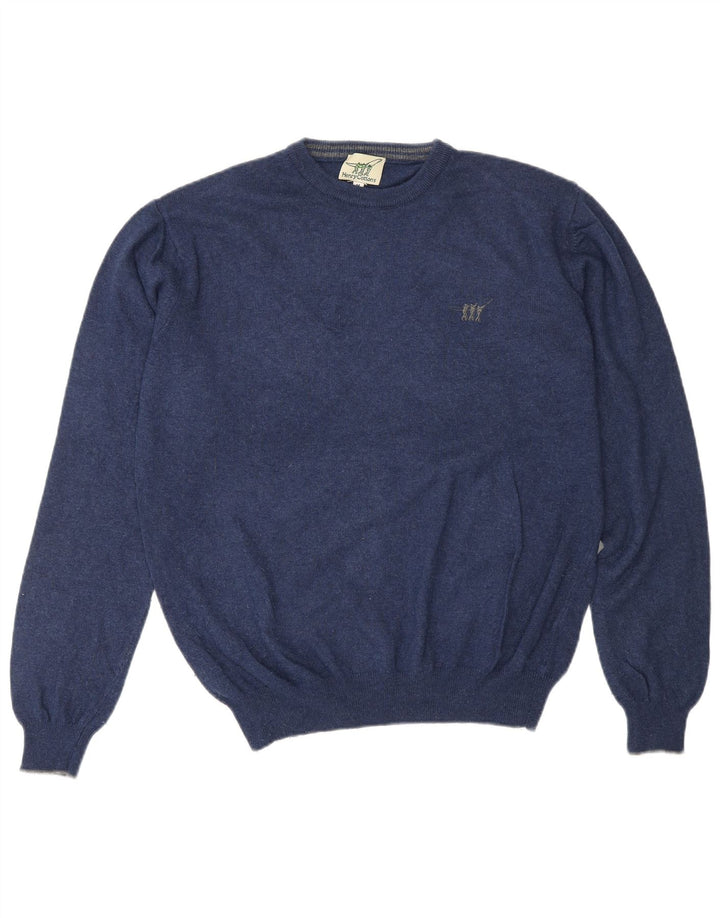 HENRY COTTONS Sweater med rund hals til mænd mellem marineblå uld