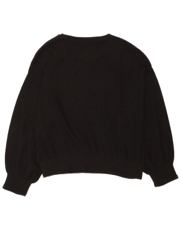 Zara Dame Boat Neck Jumper Sweater UK 16 Large Black Polyester