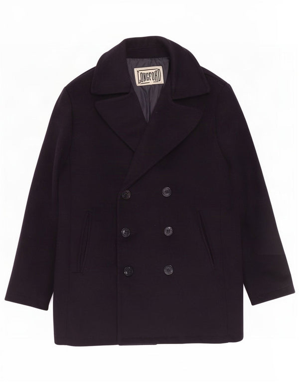 Vintage Womens Double Breasted Pea Coat UK 18 XL Navy Blue Wool