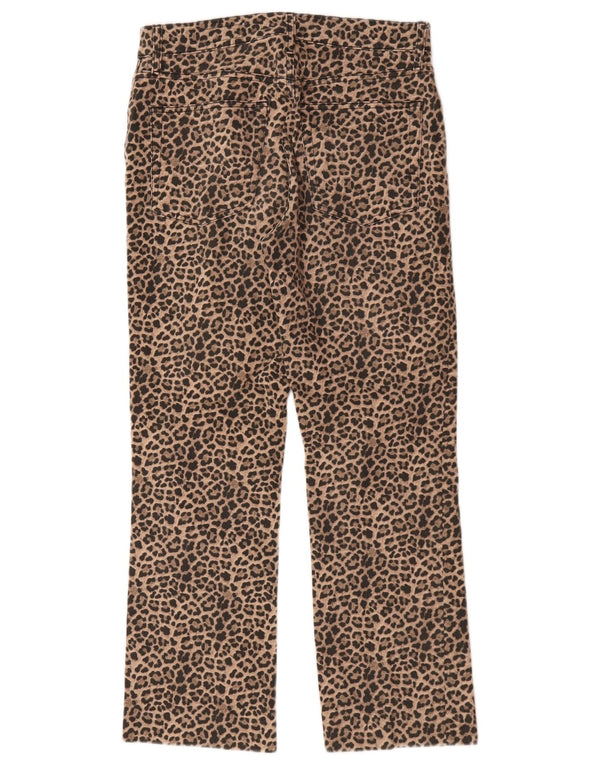Zara Dame Lige Casual Bukser EU 38 Small W28 L26 Brown Animal Print