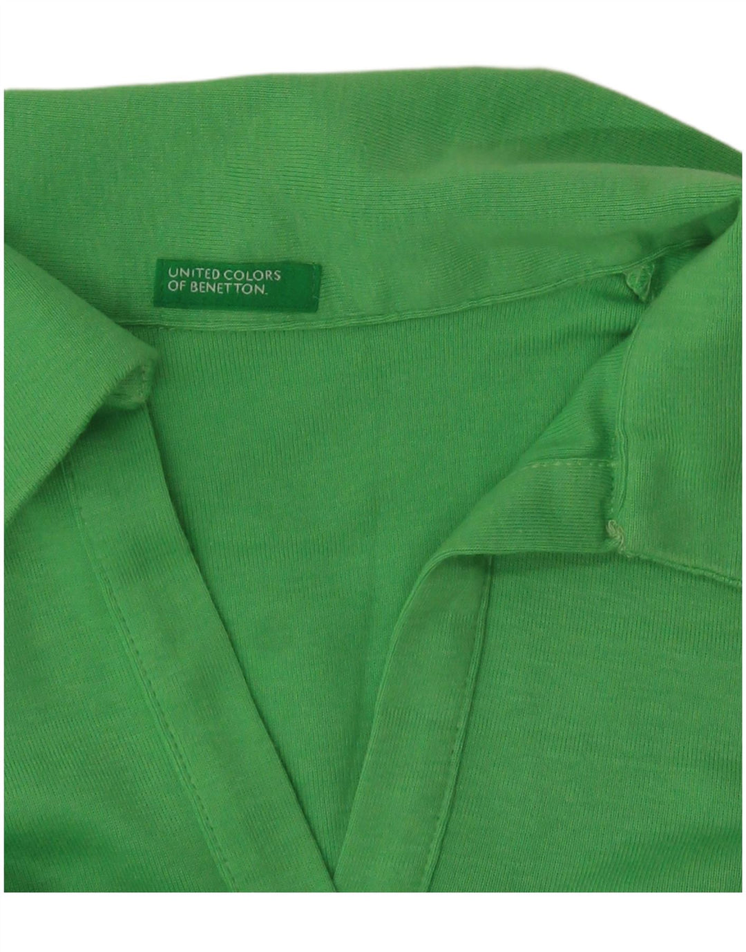 Benetton Dame Langærmet Polo Shirt UK 10 Lille Grøn