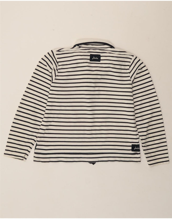 Joules Dame Button Neck Sweatshirt Jumper UK 16 Stor hvid stribet