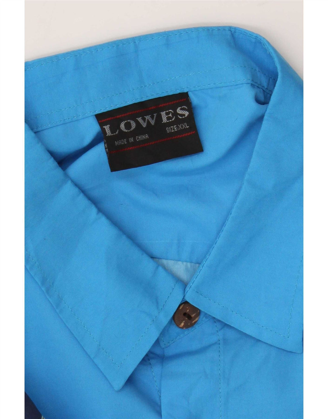 Lowes kortærmet herreskjorte 2XL blå blomsterpolyester Hawaiian