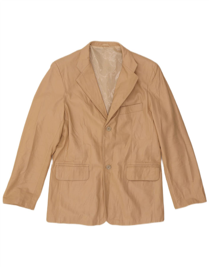 Vintage Womens 2 Button Blazer Jacket UK 14 Medium Beige