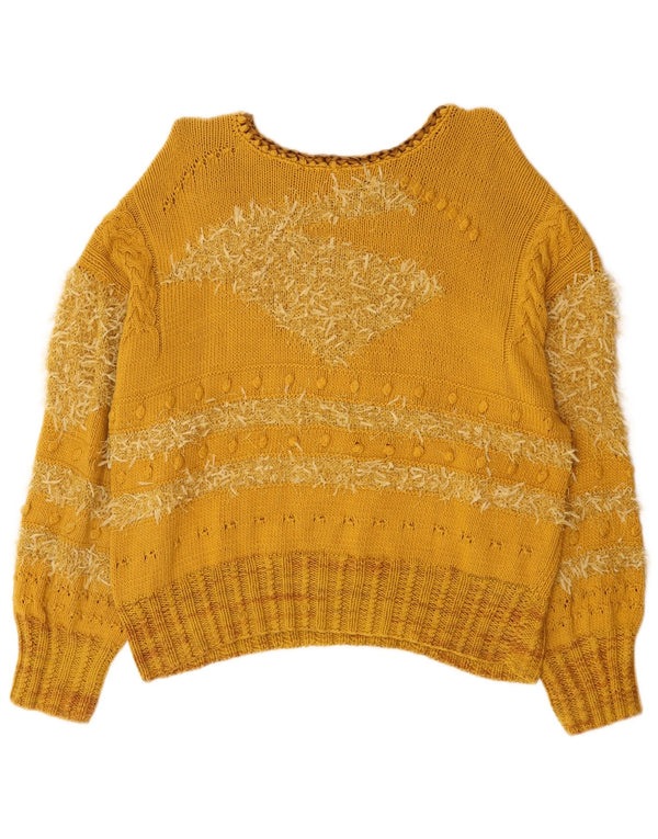 Vintage Dame Boat Neck Jumper Sweater UK 18 XL Gul