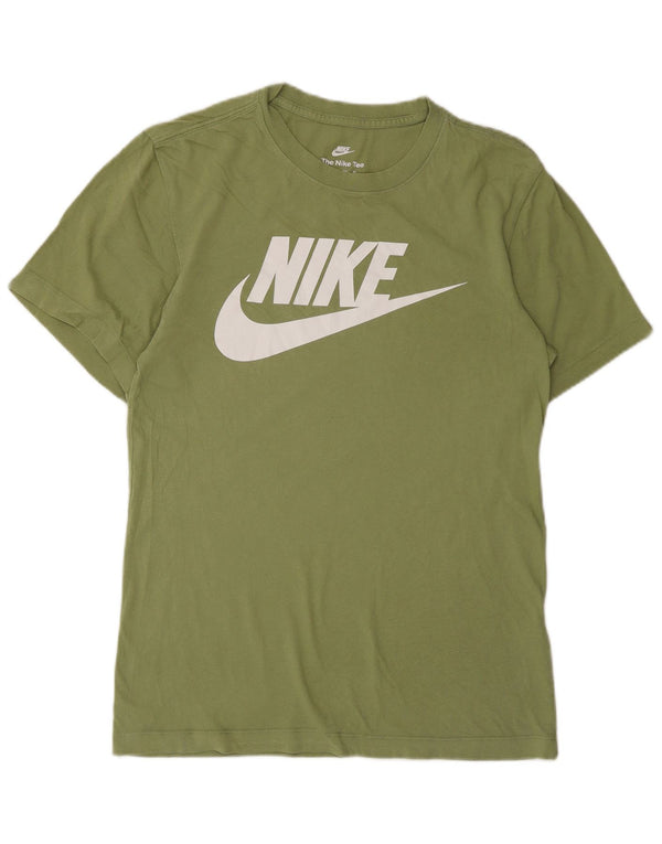 NIKE Grafisk T-Shirt Top XS Grøn Bomuld