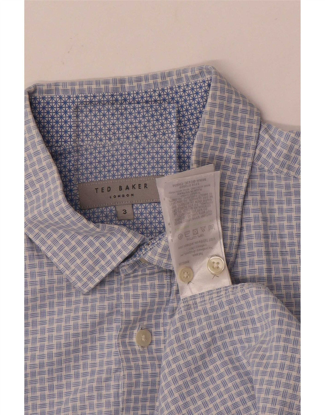 Ted Baker Herreskjorte str. 3 Medium Blue Gingham Cotton