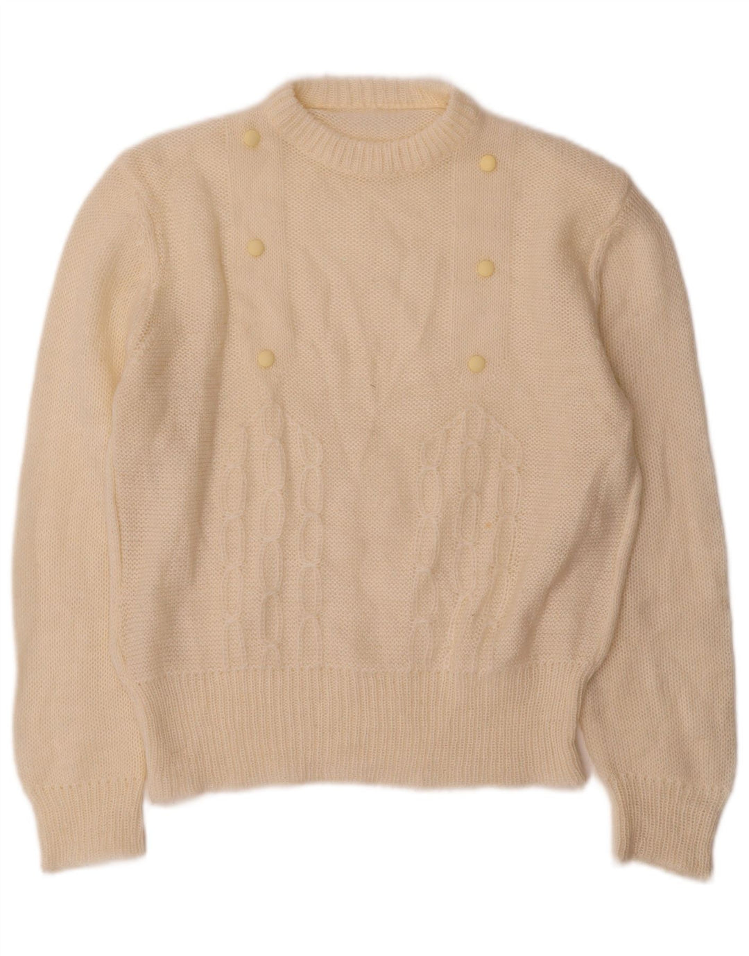 Vintage dame sweater med rund hals DK 12 Medium Off White