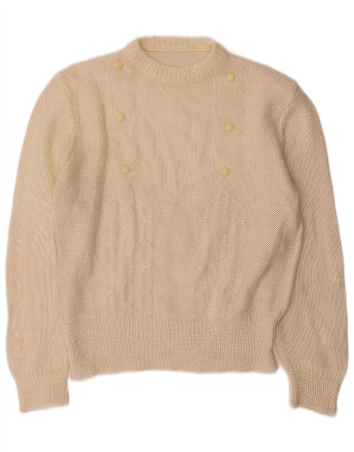 Vintage dame sweater med rund hals DK 12 Medium Off White