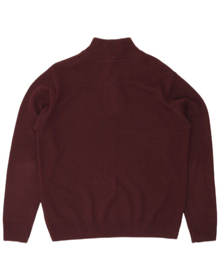 Lee Mens Zip Neck Jumper Sweater Large Burgundy Wool