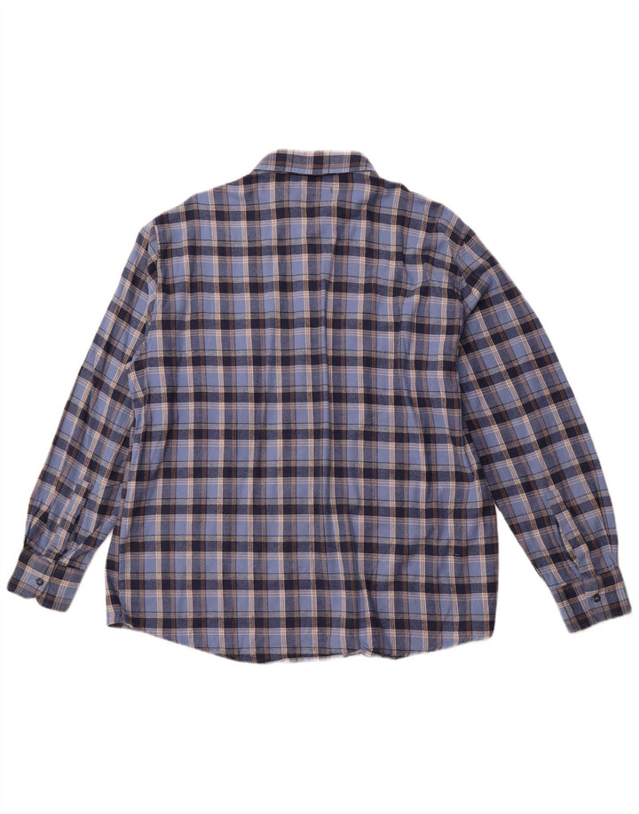 SEA BARRIER Herre Flanelskjorte XL Blå Ternet Bomuld