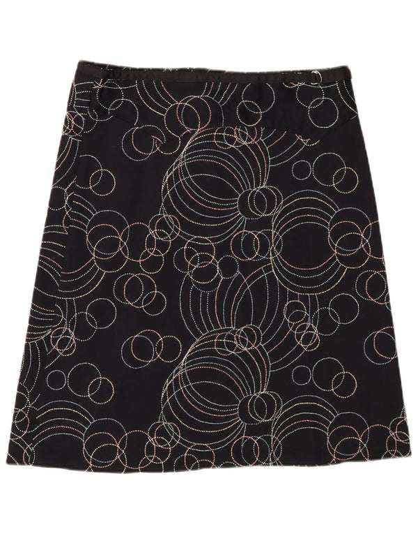 Topshop Dame A-Line nederdel UK 12 Medium W32 Sort Geometrisk Bomuld