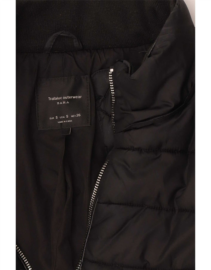 Zara Dame Trafaluc polstret jakke UK 10 Small Black