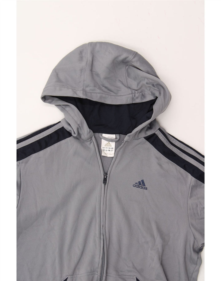 ADIDAS Boys Zip Hoodie Sweater 13-14 Years Grey Polyester Vintage Adidas and Second-Hand Adidas from Messina Hembry 