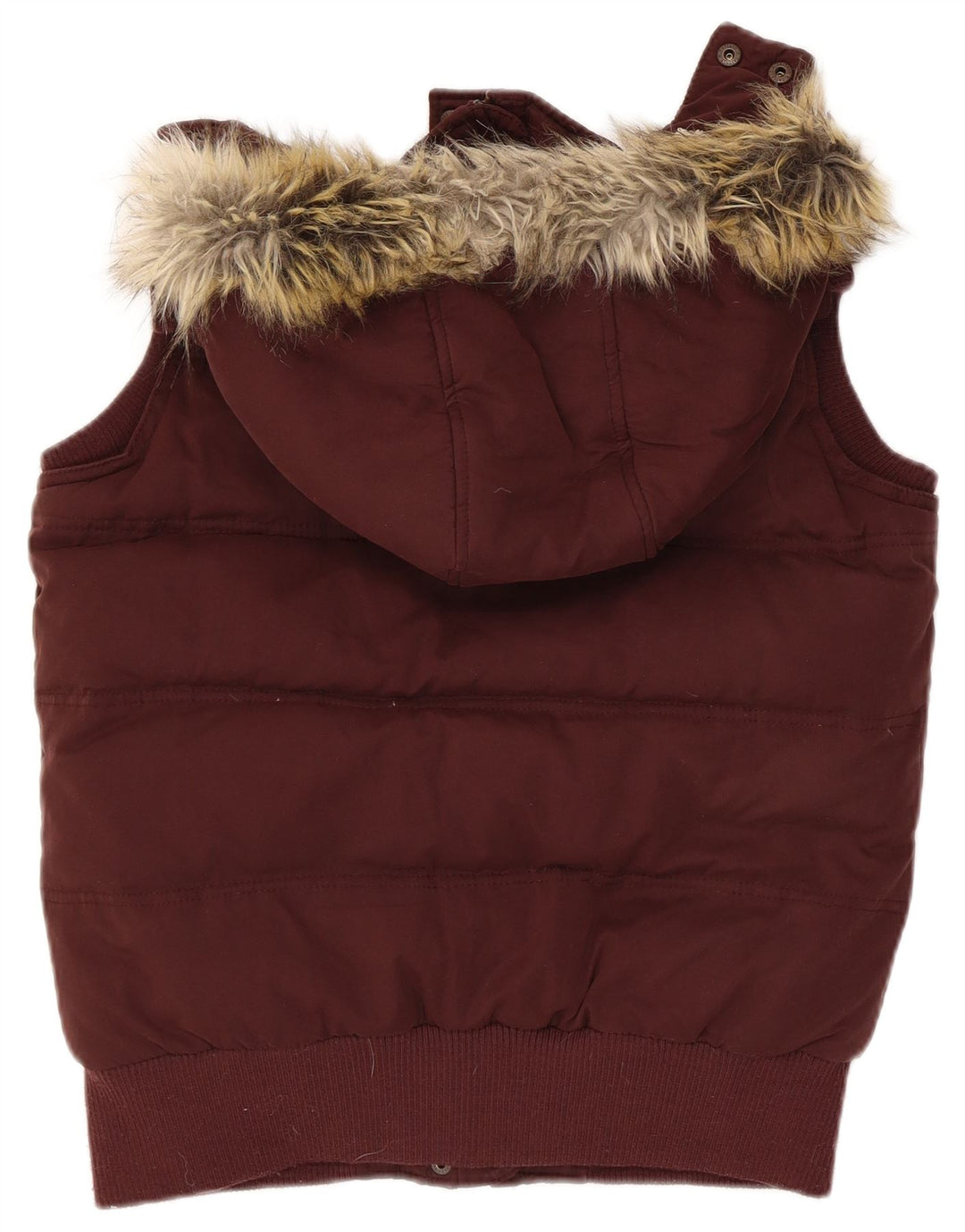 Fat Face Dame Hætte Polstret Gilet UK 10 Small Bourgogne Polyester