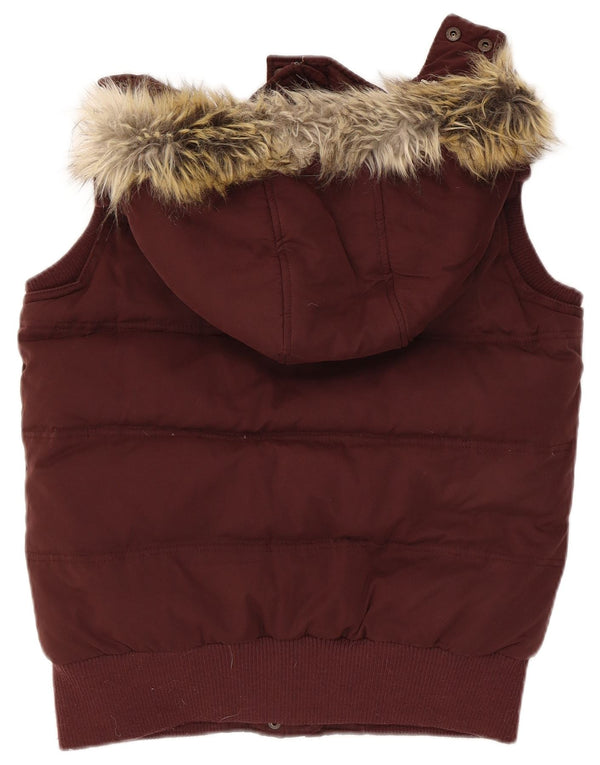 Fat Face Dame Hætte Polstret Gilet UK 10 Small Bourgogne Polyester