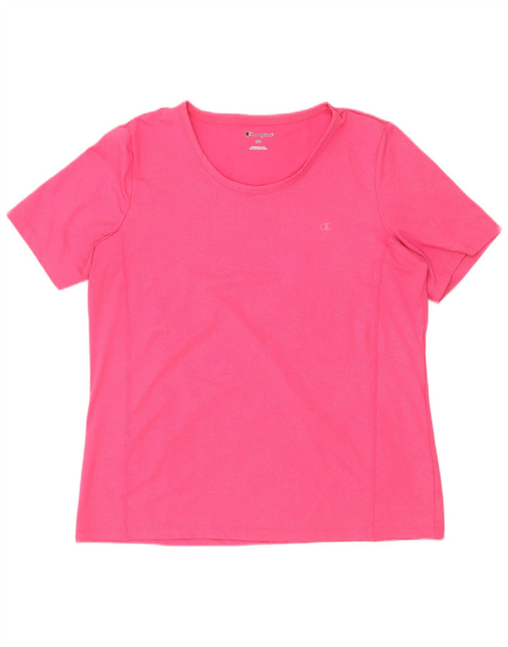 Champion Dame T-Shirt Top UK 16 Stor Pink Geometrisk Polyester