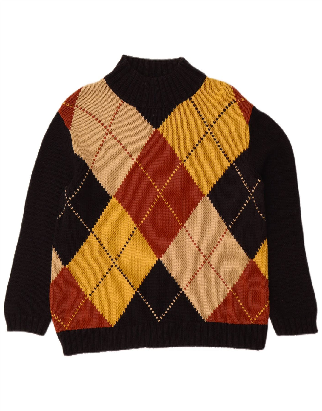 Alba Moda Dame Turtle Neck Sweater UK 20 2XL Sort Argyle/Diamond
