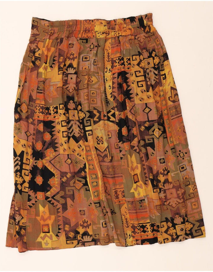VINTAGE Womens A-Line Skirt W34 Large Orange Geometric Polyester Vintage Vintage and Second-Hand Vintage from Messina Hembry 