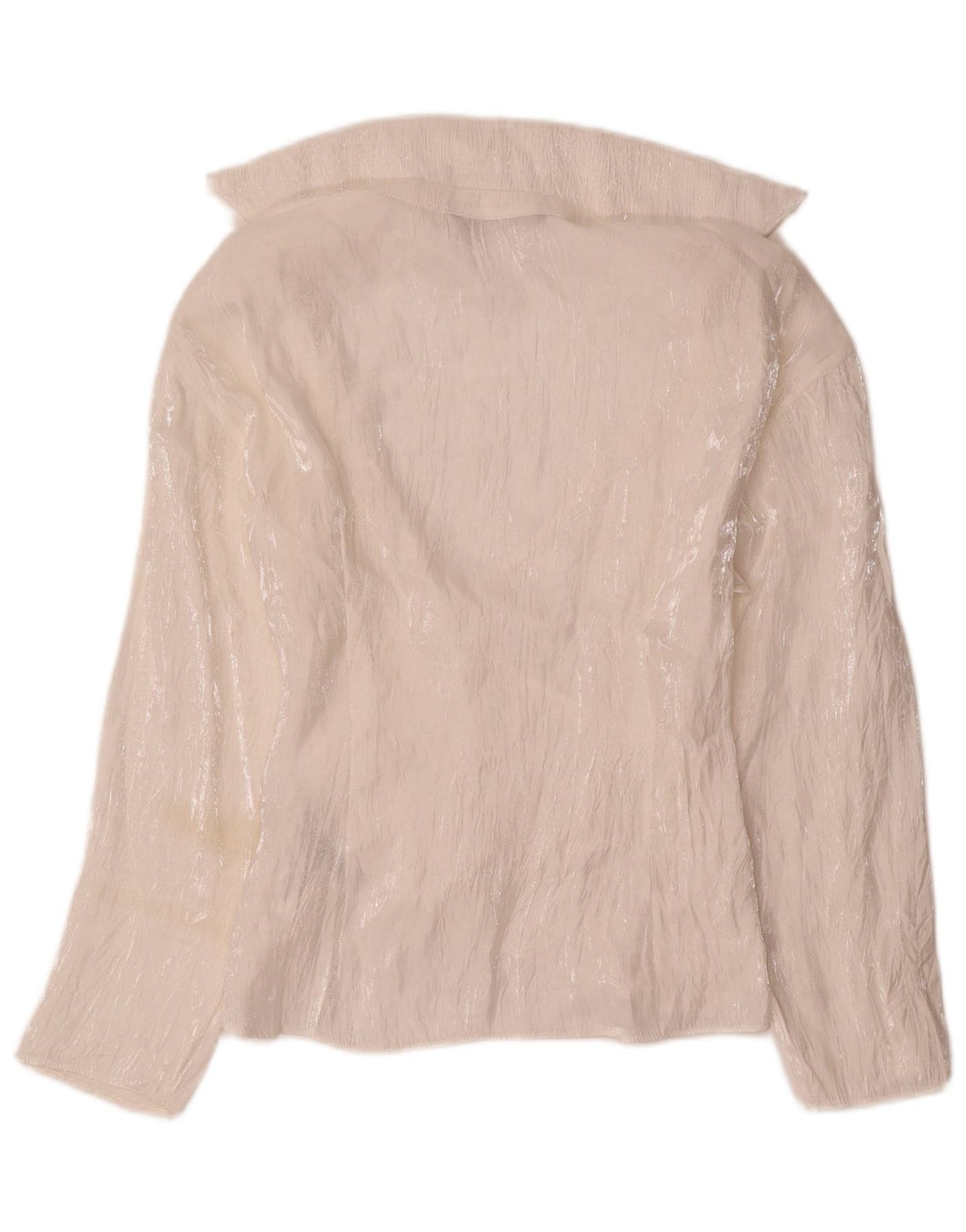 Zara Dame Langærmet Bluse Top UK 12 Medium White Viscose