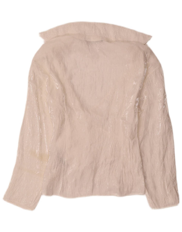 Zara Dame Langærmet Bluse Top UK 12 Medium White Viscose