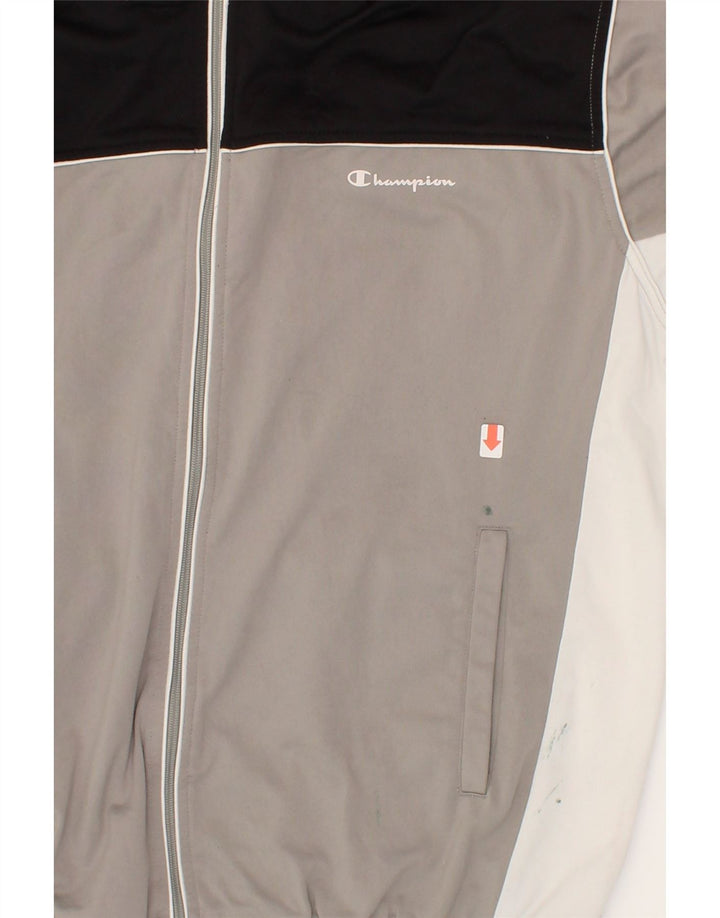 CHAMPION Mens Tracksuit Top Jacket XL Grey Colourblock Polyester Vintage Champion and Second-Hand Champion from Messina Hembry 