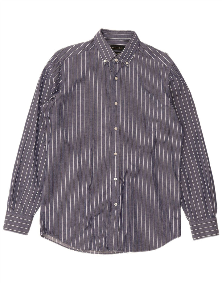 Massimo Dutti Herre Regular Fit skjorte Medium Navyblå stribet bomuld
