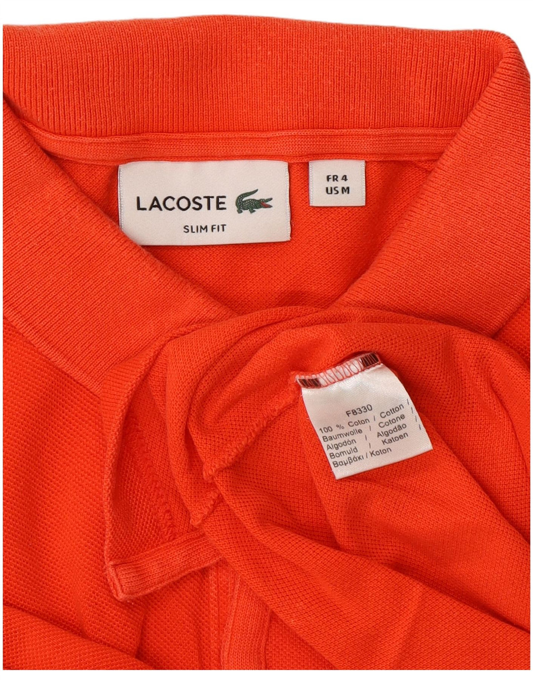 LACOSTE Herre Slim Fit Polo Shirt Størrelse 4 Medium Orange Bomuld