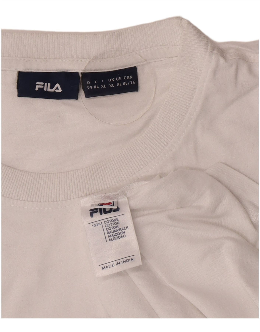 Fila Herre Grafisk T-Shirt Top XL Hvid Bomuld
