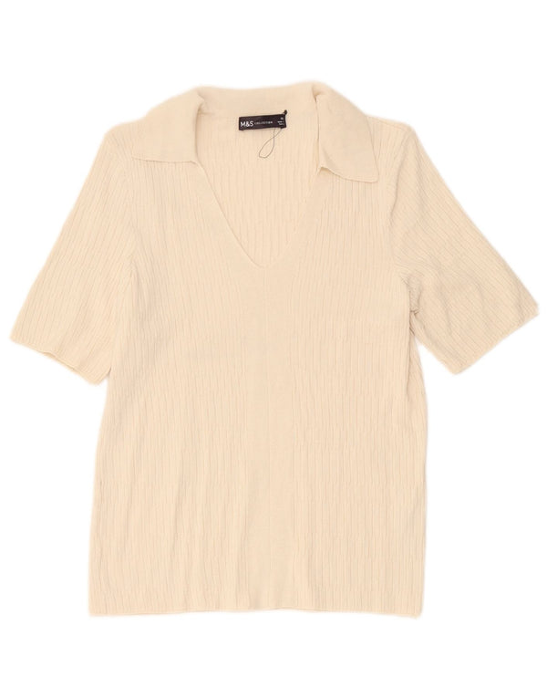Marks & Spencer Dame Polo Shirt UK 6 XS Off White Viscose