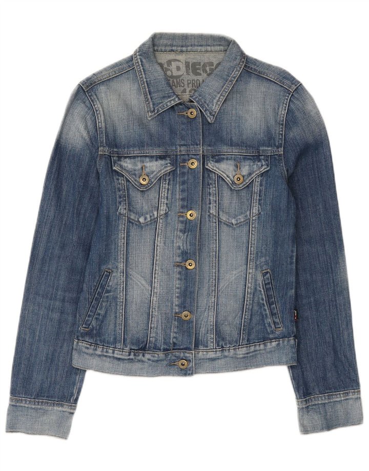 Vintage denimjakke til kvinder UK 12 Medium Blue Cotton