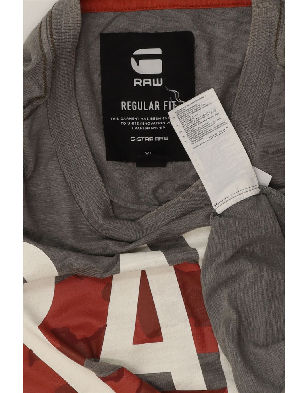 G-STAR Herre Regular Fit Grafisk T-Shirt Top XL Grå Bomuld