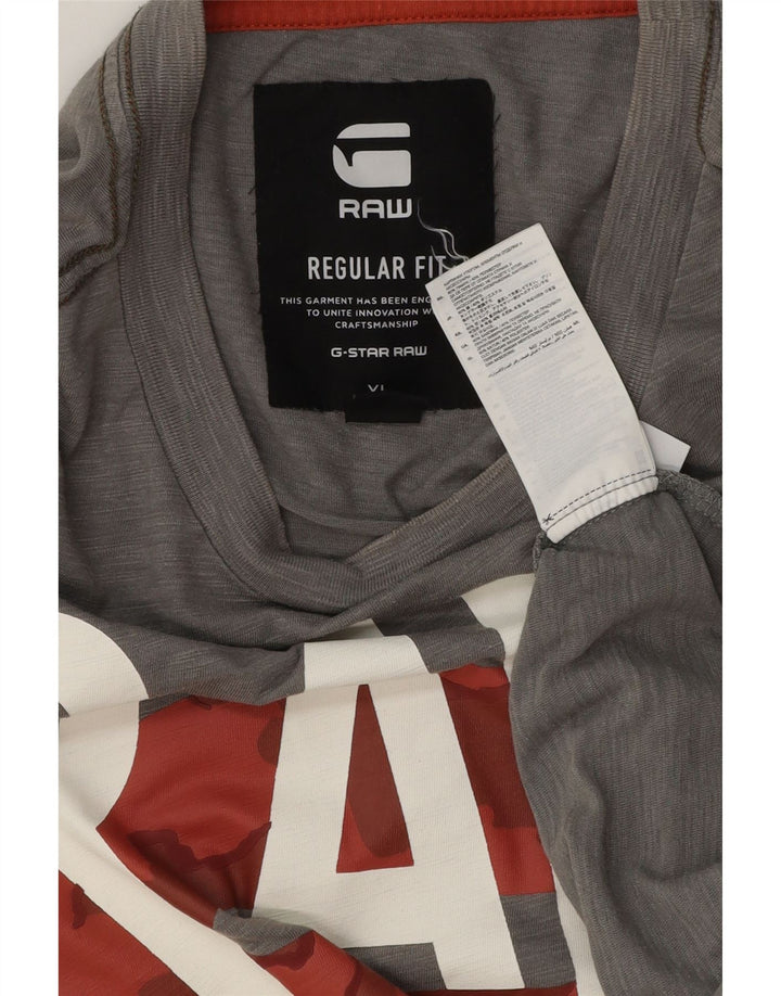 G-STAR Herre Regular Fit Grafisk T-Shirt Top XL Grå Bomuld